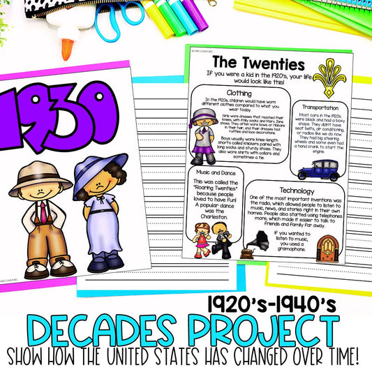 BUNDLE | 3rd Grade Social Studies | US History | Decades Project