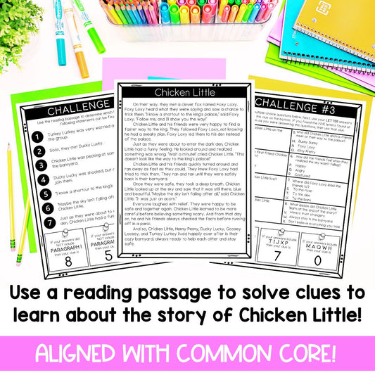 Chicken Little Fairytale | Reading Comprehension Game | Escape Room FREEBIE