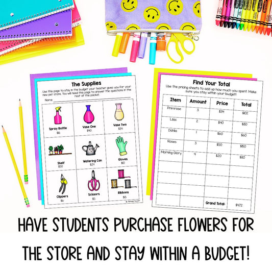 PBL Math Project | Run a Flower Shop | Real World Math Application