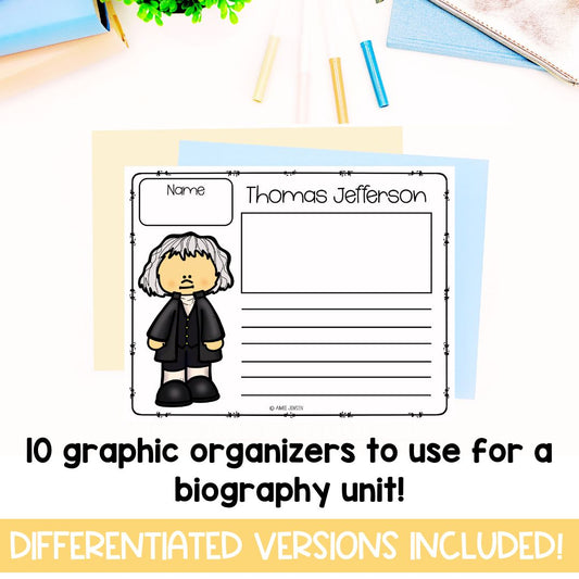 Thomas Jefferson Biography | Biography Graphic Organizer | 4th of July | American History