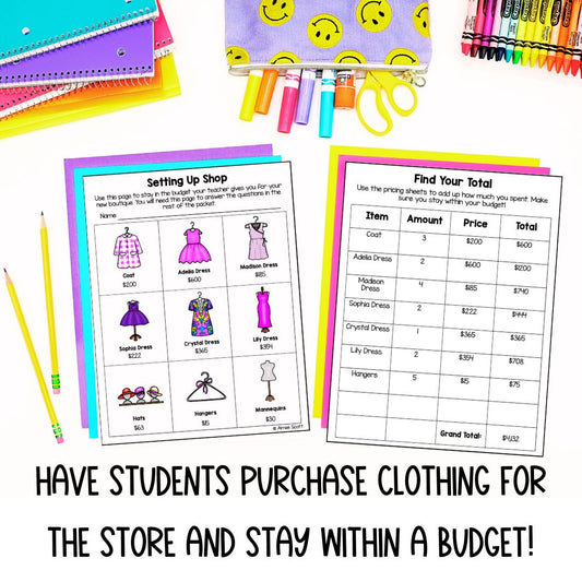 PBL Math Project | Run a Boutique | Real World Math Application