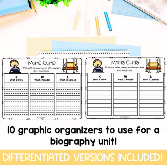 Marie Curie Biography | Biography Graphic Organizer | Women's History Month