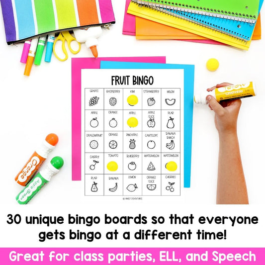 Fruit Bingo Game | Vocabulary Words | Language Arts Activity