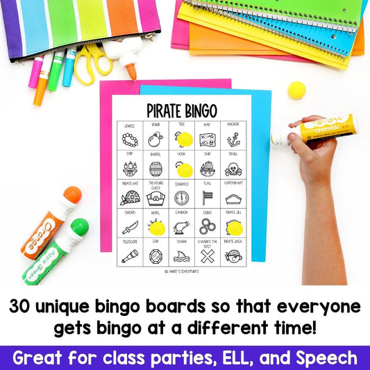 Pirate Bingo Game | Vocabulary Words | Language Arts Activity
