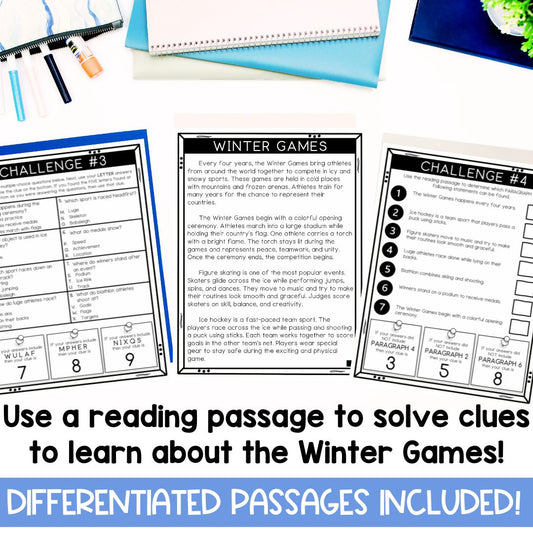 Winter Escape Rooms | Winter Games 2026 | Reading Comprehension Passages