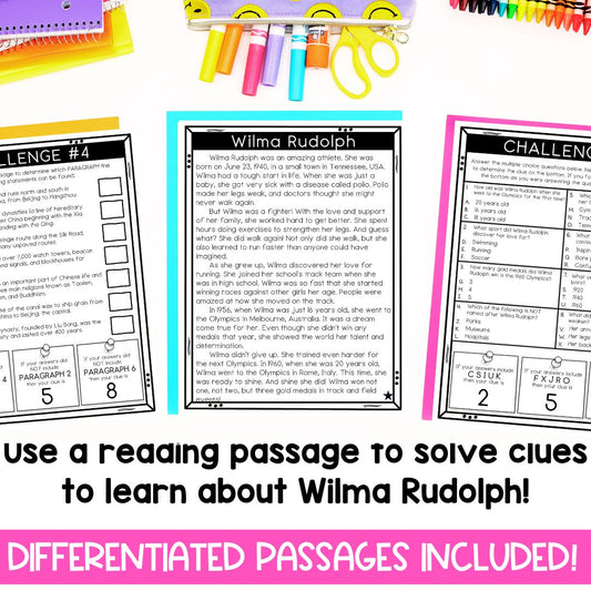 Wilma Rudolph Biography | Reading Comprehension Passages | Black History Month | Women's History | Social Studies