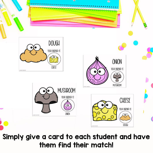 Pizza Party Partner Pairing Cards | Classroom Management