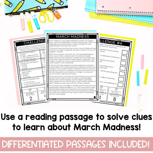 March Madness Reading Challenge | Escape Room | Reading Comprehension