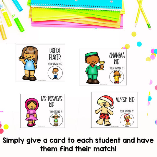 Holidays Around the World Partner Pairing Cards | Classroom Management