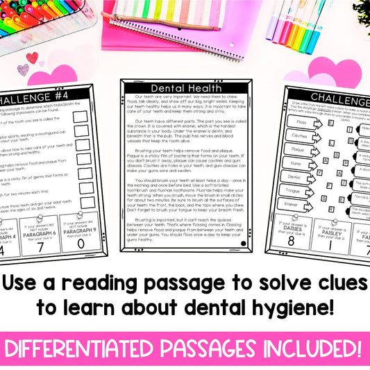 Dental Health Reading Comprehension | Health and Wellness Close Reading | February Activities