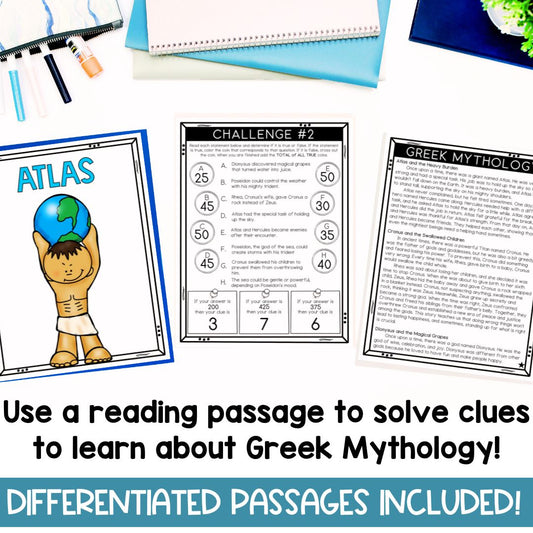 Greek Gods and Goddesses Escape Room for 3rd, 4th, 5th Grade | NO PREP