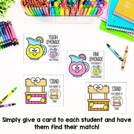 Lemonade Partner Pairing Cards | Classroom Management | Summer | Lemonade War Activities