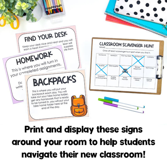 Back to School Activities | Classroom Scavenger Hunt Game | EDITABLE