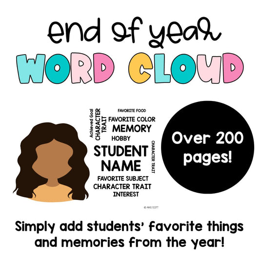 EDITABLE | Word Cloud | End of the Year Gifts for Students