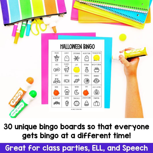 Halloween Bingo Game | Vocabulary Words | Language Arts Game