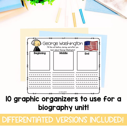 George Washington Biography | Biography Graphic Organizer | 4th of July | American History