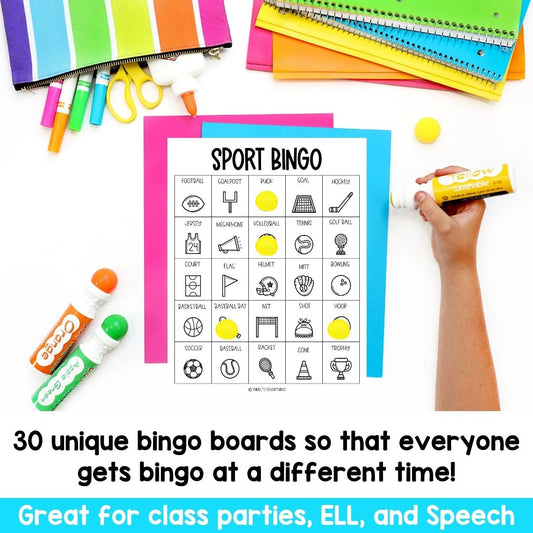 Sports Bingo Game | Vocabulary Words | Language Arts Activity