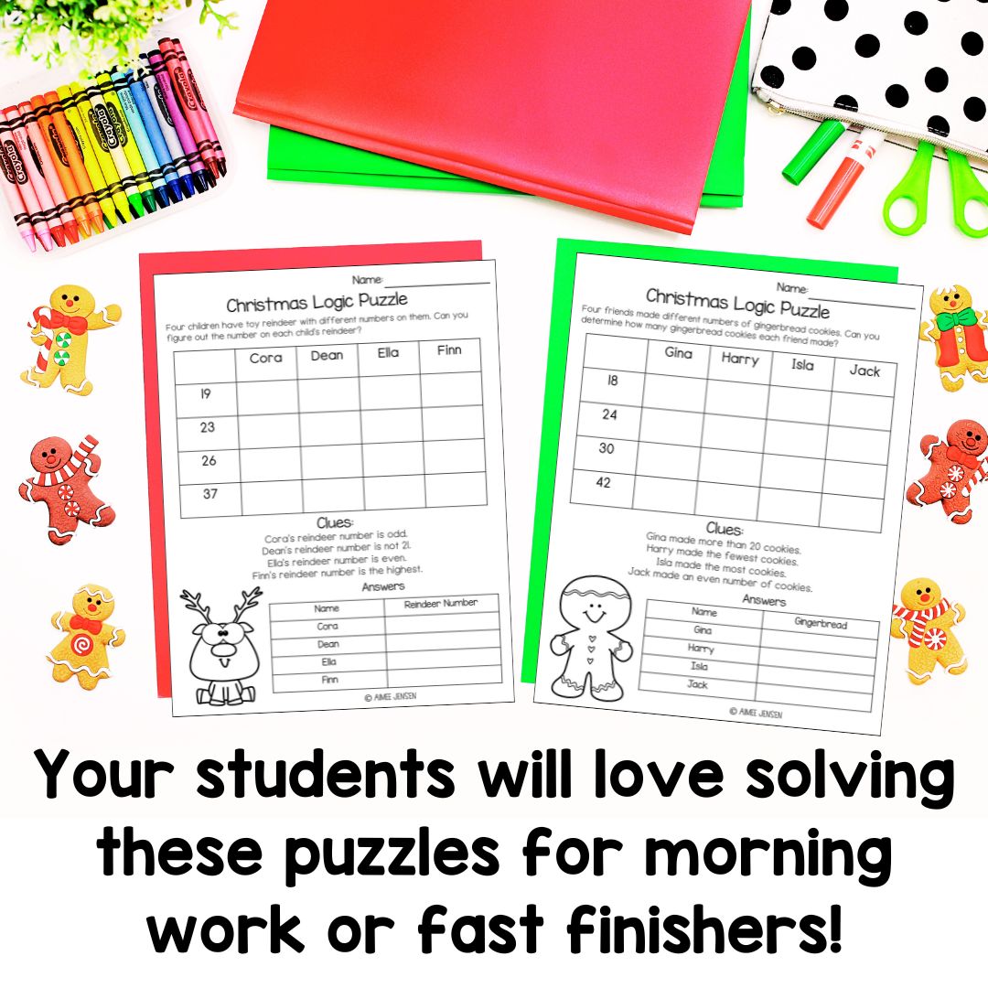Logic Puzzles Math | Christmas | Fast Finishers | Holidays
