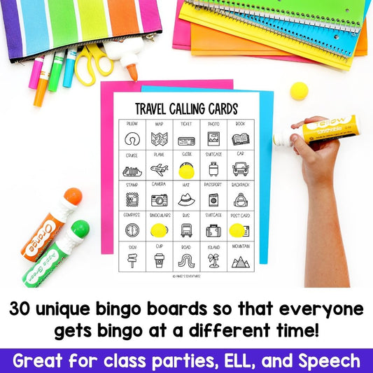 Travel Bingo Game | Vocabulary Words | Language Arts Activity