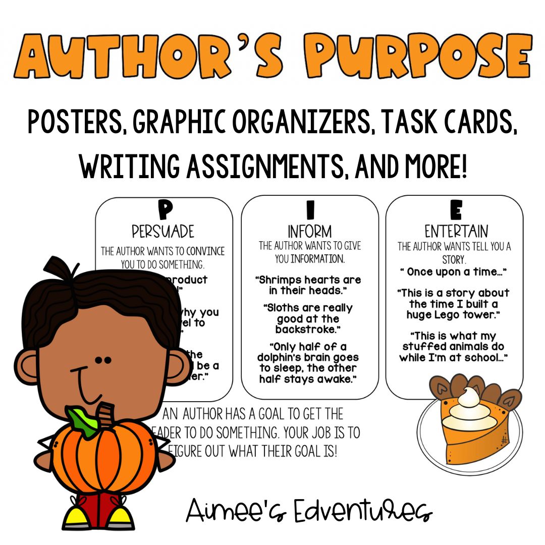 Theme and Author's Purpose Reading Comprehension Task Cards for