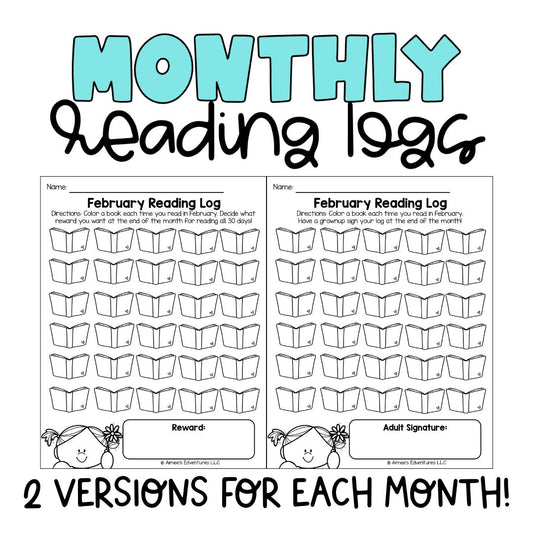 Monthly Reading Logs | NO PREP | Student Reading Goals