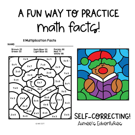 Christmas Theme Activity | Color By Code | Creative Math Game Worksheets