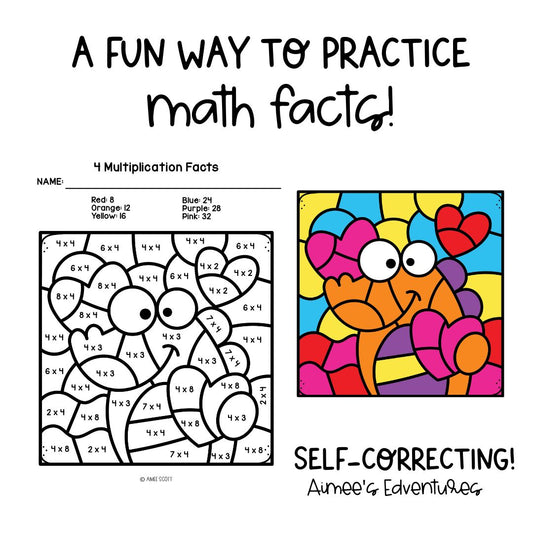 Valentine's Day Activity | Color By Code | Creative Math Game Worksheets