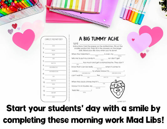 Valentine's Day Activities | Parts of Speech | Mad Libs Game