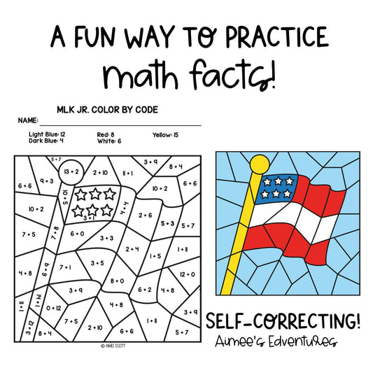 Martin Luther King Jr. | Color By Code | Math and Vowel Worksheets