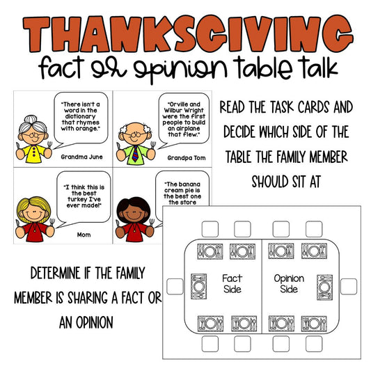 Thanksgiving Activities | Fact and Opinion Game | Reading Comprehension