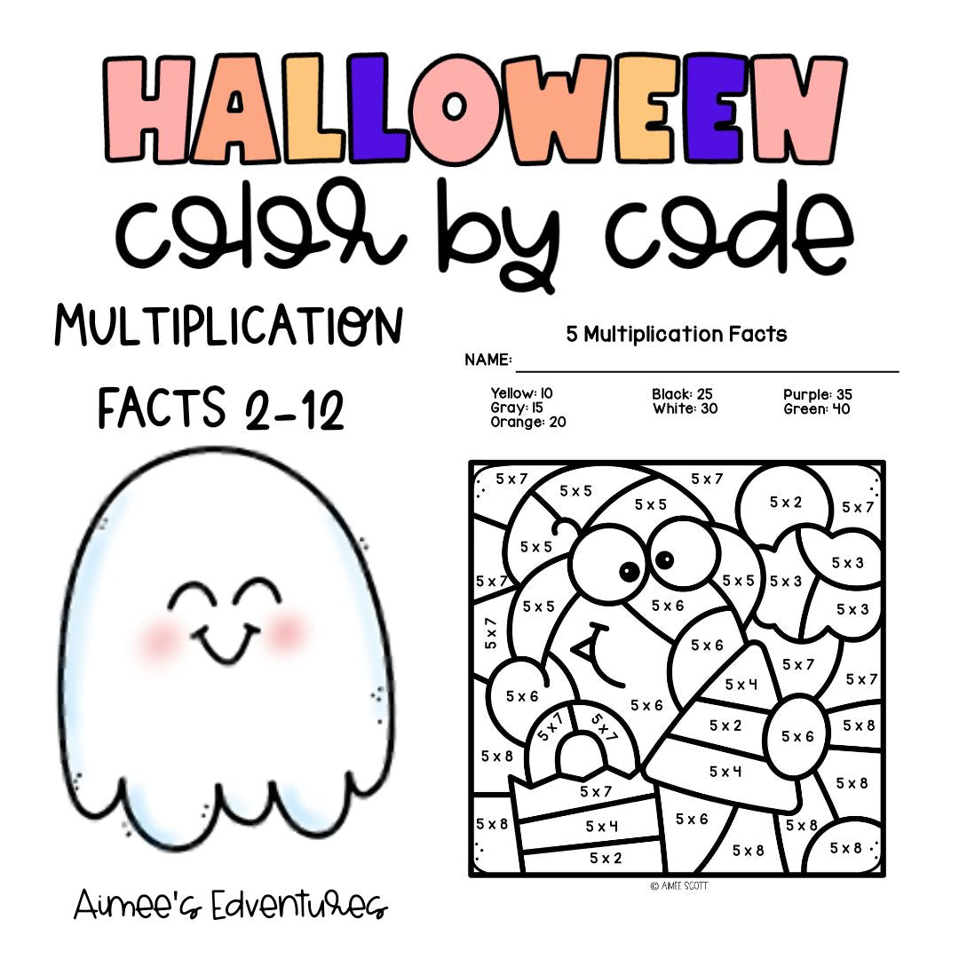 Halloween Theme Activity | Color By Code | Creative Math Game Workshee – AimeesEdventuresLLC halloween-theme-activity-color-by-code-creative-math-game-workshee-aimeesedventuresllc