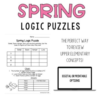 Easter Spring Theme | Math Logic Puzzles | Math Review