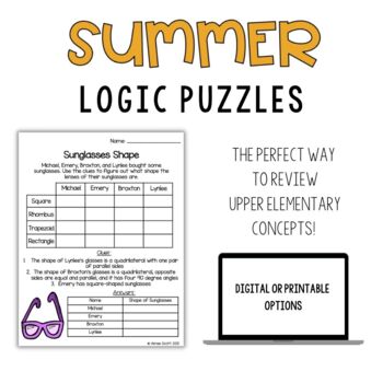 Summer Theme | Math Logic Puzzles | Test Prep
