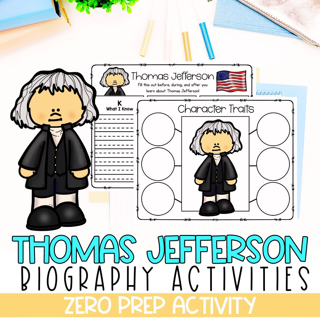 Thomas Jefferson Biography | Biography Graphic Organizer | 4th of July | American History