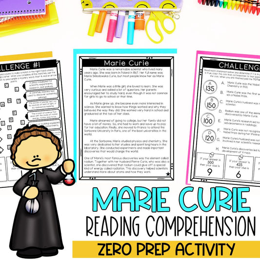 Marie Curie Biography | Reading Comprehension Passages | Women's History Month