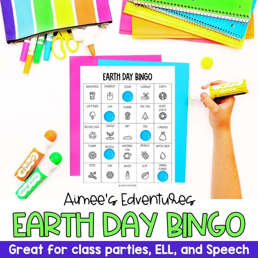Earth Day Bingo for Class Parties | Spring Vocabulary Words | Language Arts Game