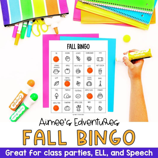Fall Bingo Game | Vocabulary Words | English Language Arts Activity