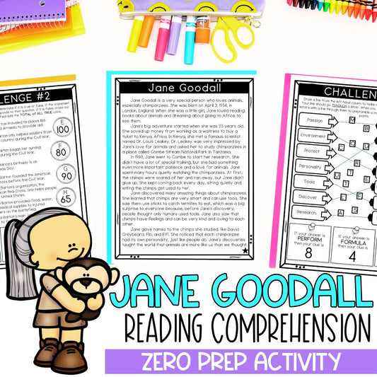 Jane Goodall Biography | Reading Comprehension Passages | Women's History Month