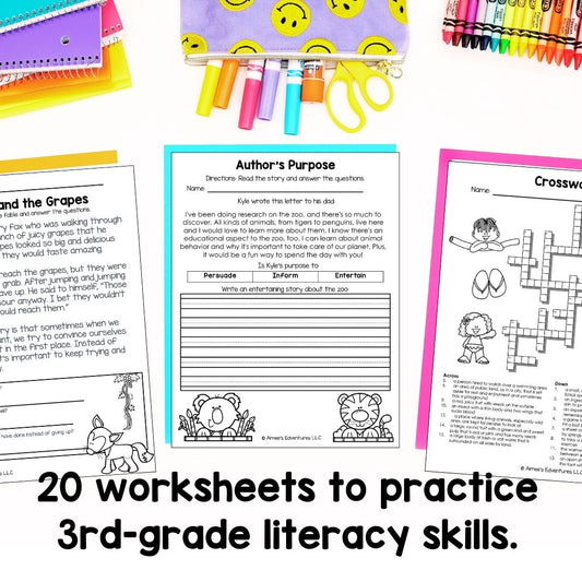 July NO PREP 3rd Grade Literacy Worksheets