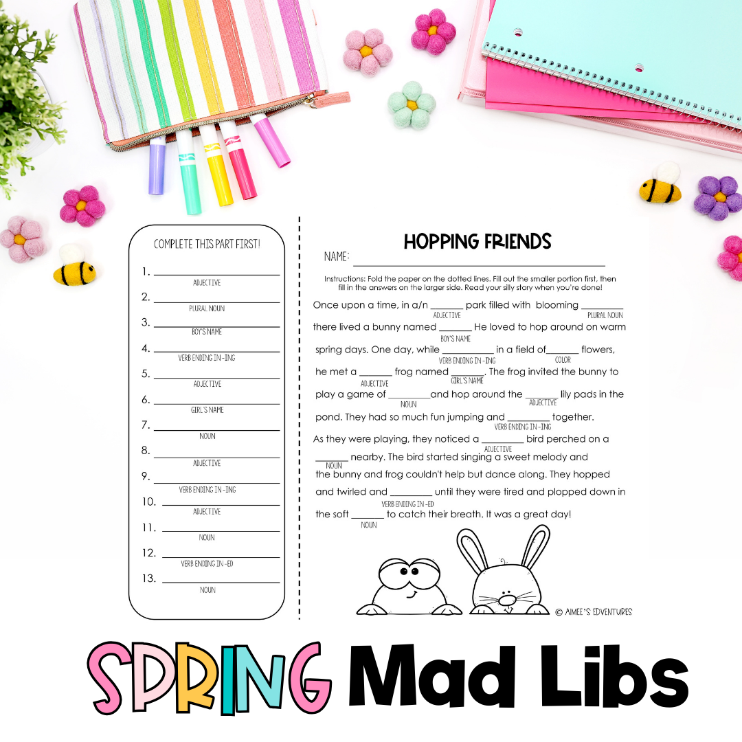 Spring Activities | Parts of Speech | Mad Libs Game – AimeesEdventuresLLC