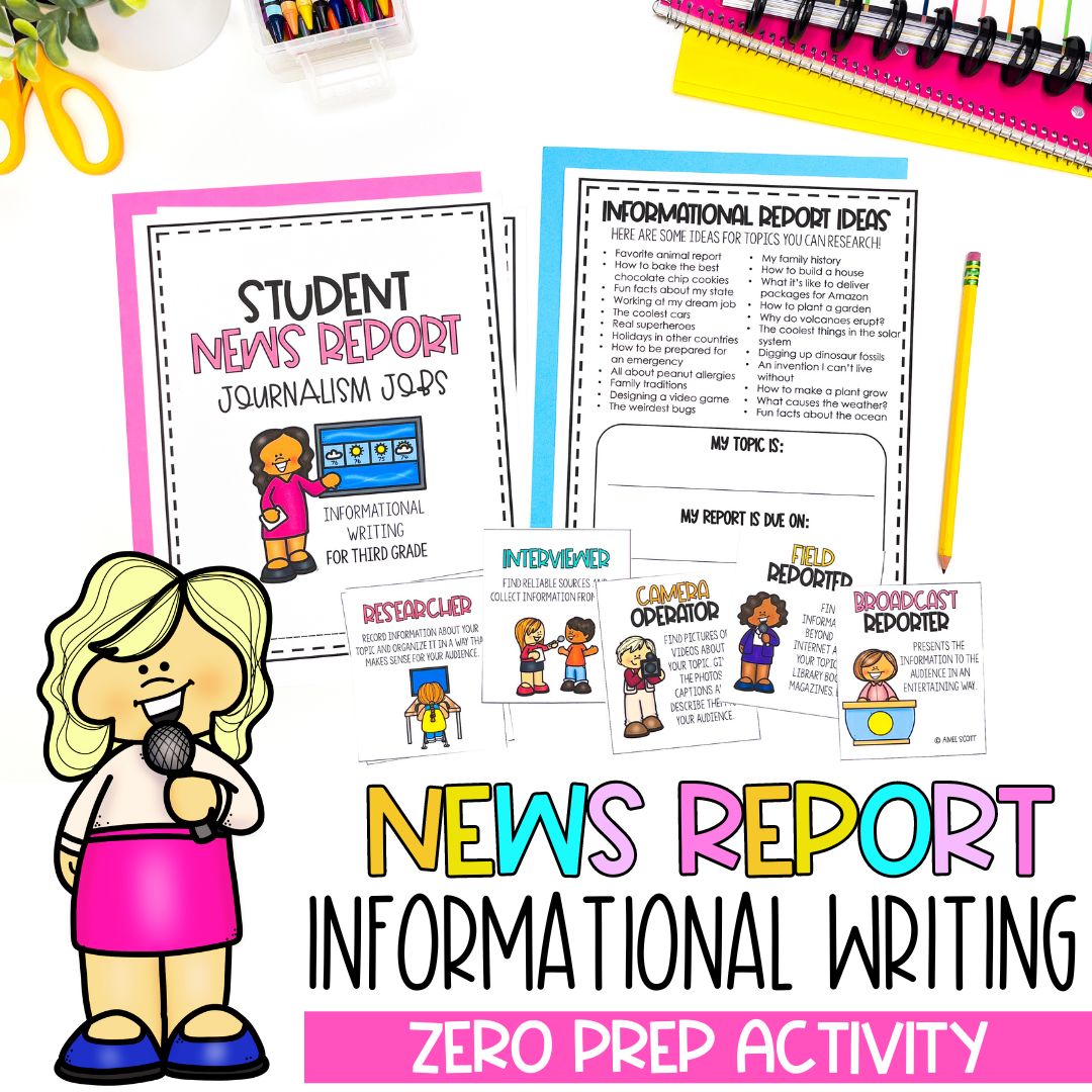 Informational Report Writing Lesson Plans | Creative Writing | News Team Theme