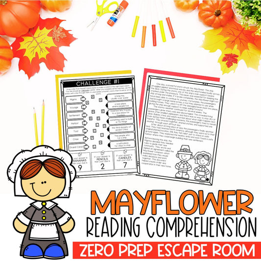 Mayflower | Escape Room | Thanksgiving Coloring Pages | Reading Comprehension