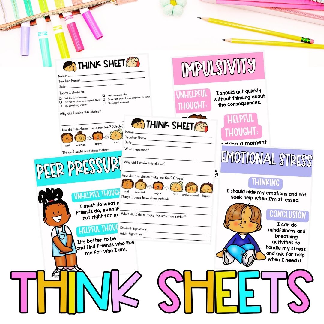 Think Sheets | Behavior Reflection Sheet | School Counseling ...