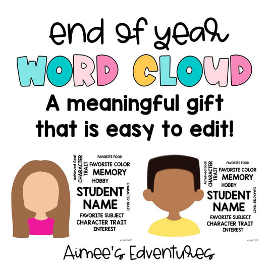 EDITABLE | Word Cloud | End of the Year Gifts for Students