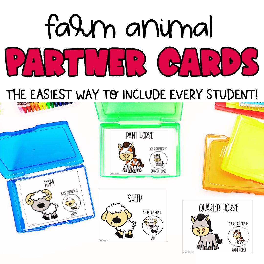 Farm Animals Partner Pairing Cards | Classroom Management