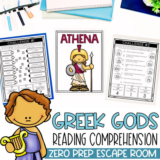 Greek Gods and Goddesses Escape Room for 3rd, 4th, 5th Grade | NO PREP