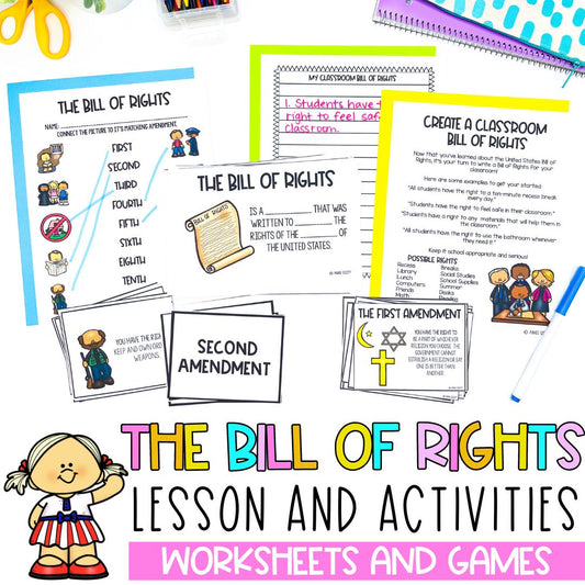 Bill of Rights Lesson | BUNDLE | US History | Mini-book and Worksheets