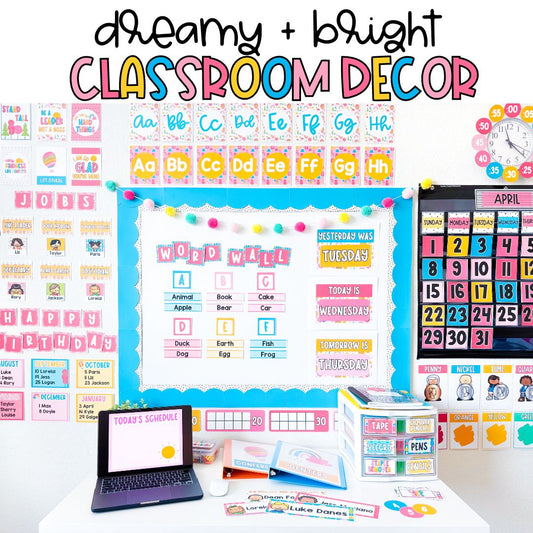 Classroom Decor Bundle | Joyful and Bright Posters and Organization