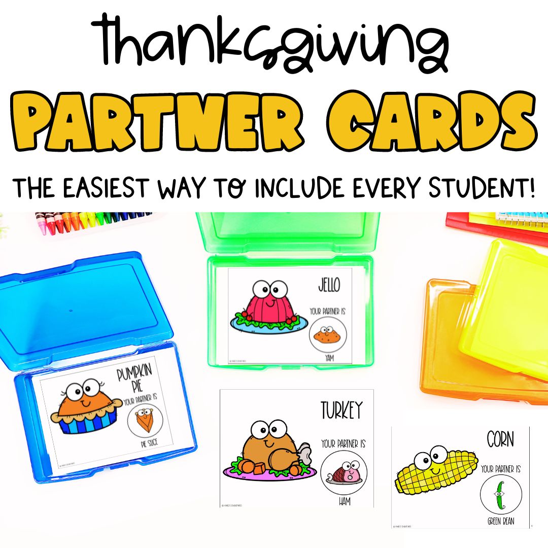 Thanksgiving Partner Pairing Cards | Classroom Management System