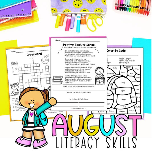 August NO PREP 3rd Grade Literacy Worksheets